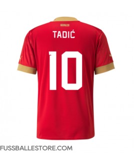 Günstige Serbien Dusan Tadic #10 Heimtrikot WM 2022 Kurzarm